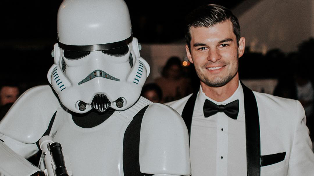storm trooper at a wedding, star wars party characters for hire