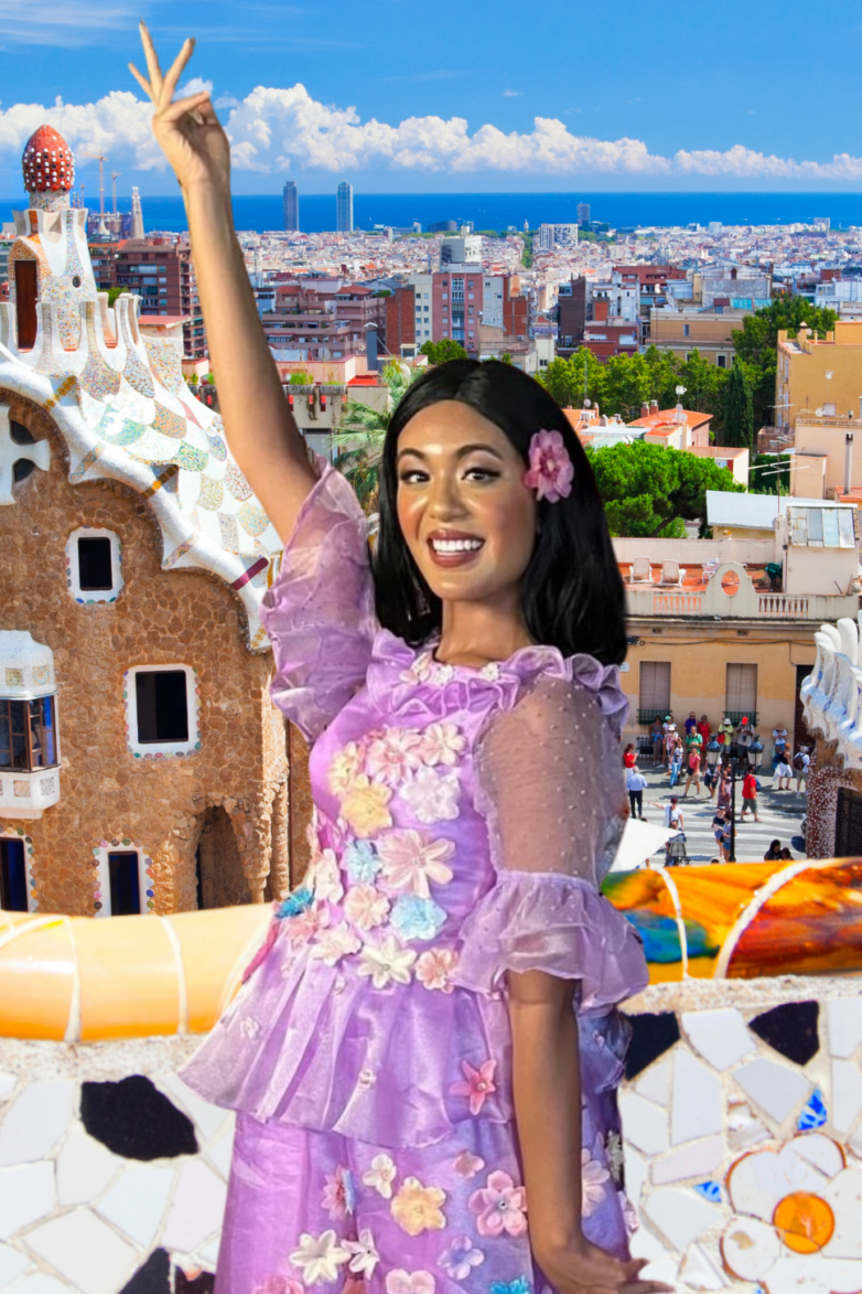 An Isabela performer leading a flower-themed activity at a birthday party.